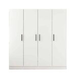 MDF Wood Wardrobe with Four Doors in White Finish