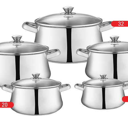 Zahran Stainless Steel Classic Stewpot Set with Glass Lid ,4300007618
