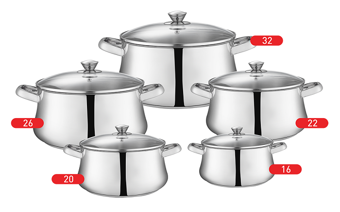 Zahran Stainless Steel Classic Stewpot Set with Glass Lid ,4300007618