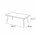 Dining table 76x120x80 cm ,beige/white ,FU.11