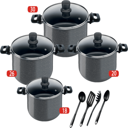 Tefal Cook Natural Cooking Set with Glass Lid, Stewpots