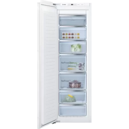 Bosch built-in freezer, Series 6, 177.2 x 55.8 cm, Flat Hinge, White, GIN81AEF0