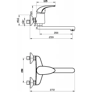 Sarrdesign Kura Wall Kitchen Mixer Chrome SD1018 CP