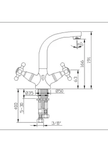 Sarrdesign Mesta Dual Handle Basin Mixer SD2032 1ND CP