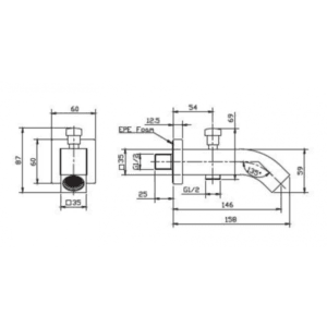 Sarrdesign Buried Shower Mixer Spout SD3207 CP 1