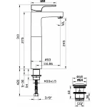 Sarrdesign Tara Long Basin Mixer Black ,SD1255-D-BC