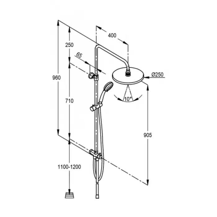 Kludi Rak Dual Shower System 96cm with 3S hand shower Chrome ,RAK48040