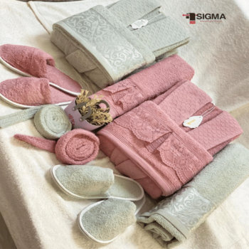Sigma Cotton Bathrobe Set 10 Pieces Pink