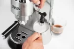 DeLonghi Espresso Machine with Stainless Steel Finish and Steam Wand