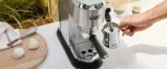 DeLonghi Espresso Machine with Stainless Steel Finish and Steam Wand