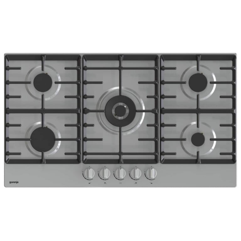 Gorenje Built In Hob 90 cm 5 Gas Burners Cast Iron Stainless ,GW9C51X