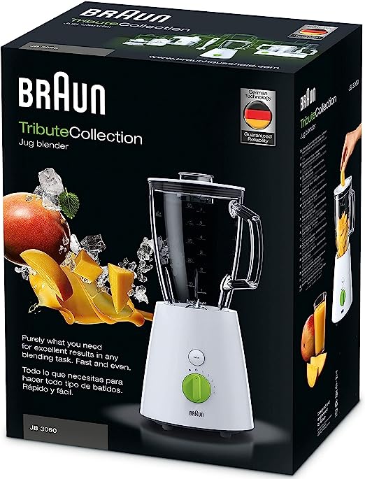 Braun JB3060 Tribute Collection Blender with Glass Jug, 800 Watts – White 4umart
