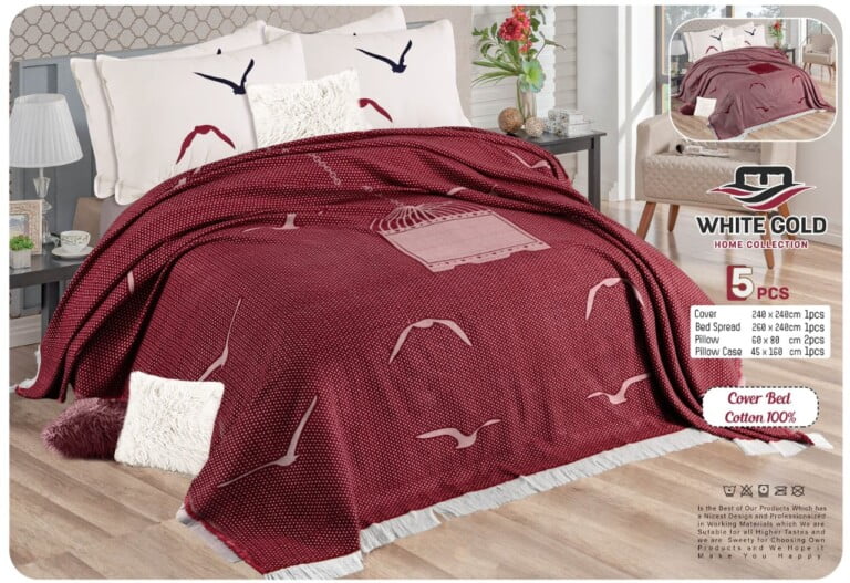 A cozy and stylish cotton bed set in a well-decorated bedroom, offering comfort and elegance.