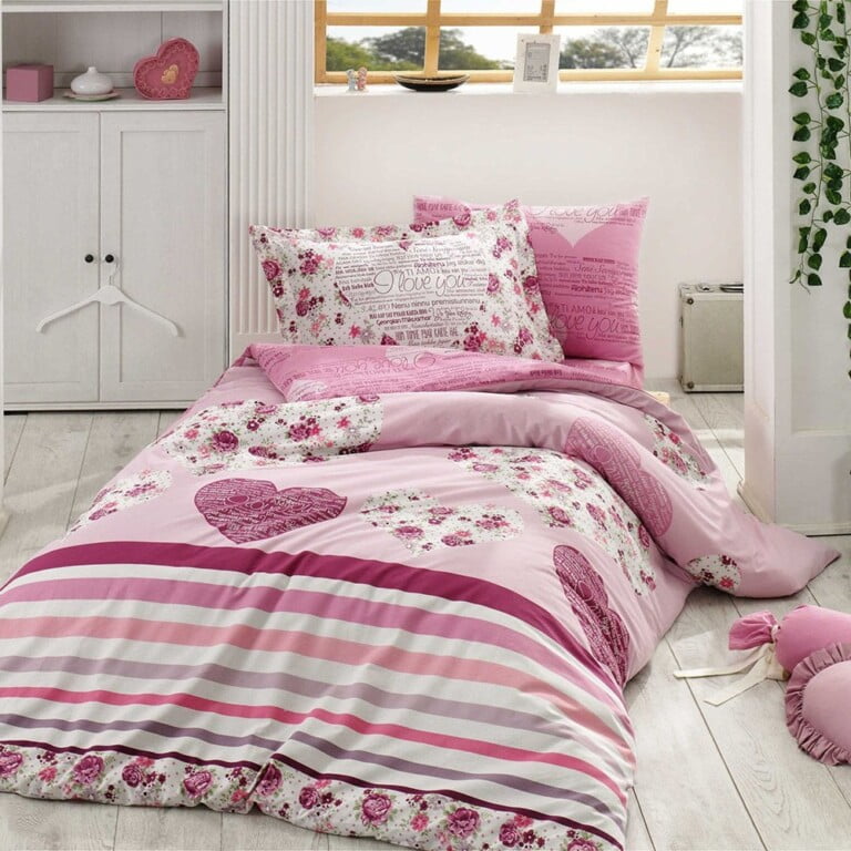 Hobby Poplin Quilted Duvet Set 6 Pieces Bella Lila