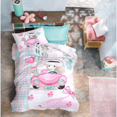 Cotton Box Bedspread Set 6 Pieces Pink Car