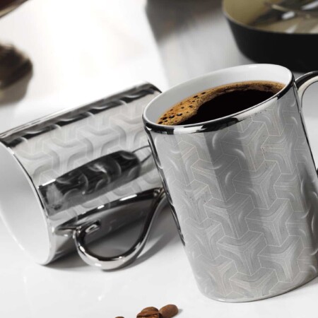 Kutahya Porcelain Forest 2 Mug Glasses Platinum