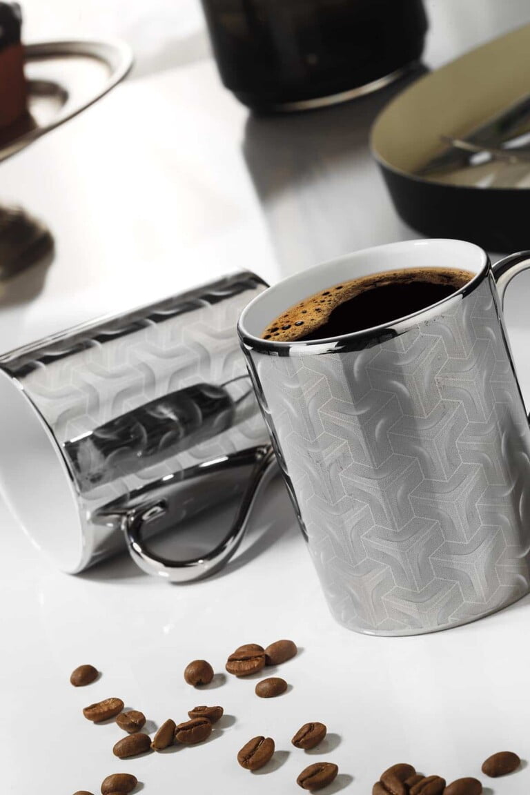 Kutahya Porcelain Forest 2 Mug Glasses Platinum