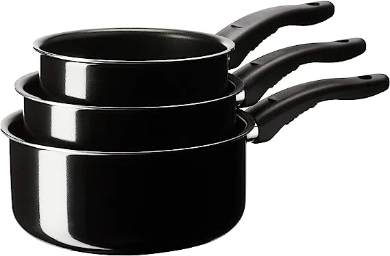 KAVALKAD Saucepan, set of 3, black - IKEA