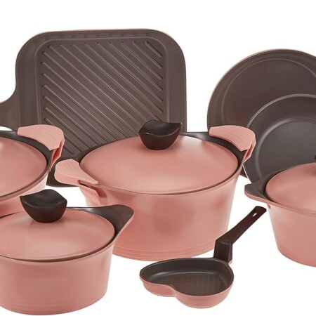 Neoflam Retro 5-Piece Ceramic Non-Stick Cookware Set Pink