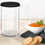 Measuring beaker with lid for measuring mixing and storing