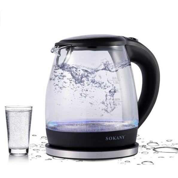 Sokany Glass Water Kettle 1850W 1 Liter, SK613