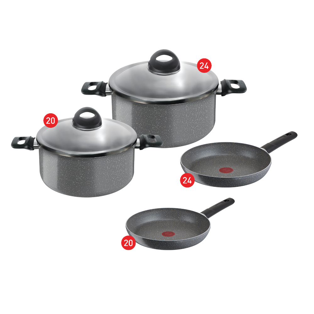 Tefal Armatal Cooking Set - 3 Stewpot 20,24,28 + Frypan 22