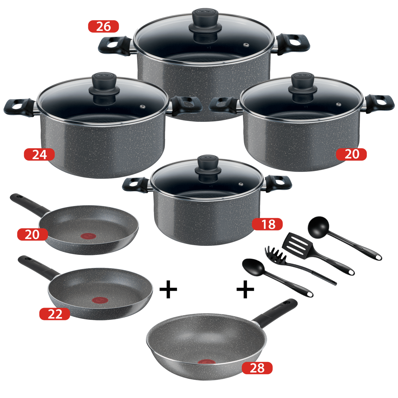 Tefal Cook Natural Cooking Set With Glass Lid and Free Kitchen Tools ,4300007505