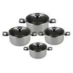 Tefal Cook Natural Stewpot Set, Size ( 18-20-24-28 ) cm – Grey