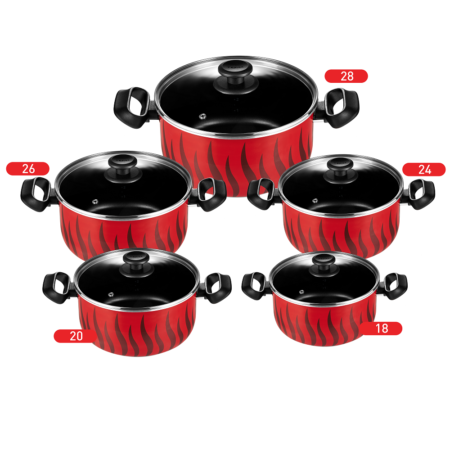 Tefal Tempo Flame Stewpot Set with Glass Lid , Size 18,20,24,26,28 ,220089959