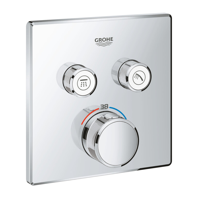 Grohe Grohtherm Smartcontrol Concealed Mixer Square 2 Valves Chrome ,29124000
