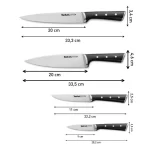 Ice Force Knife Set, Paring 9 cm + Chef 20 cm + Utility 11 cm + Slicing 20 cm, Black – K2324S74-6