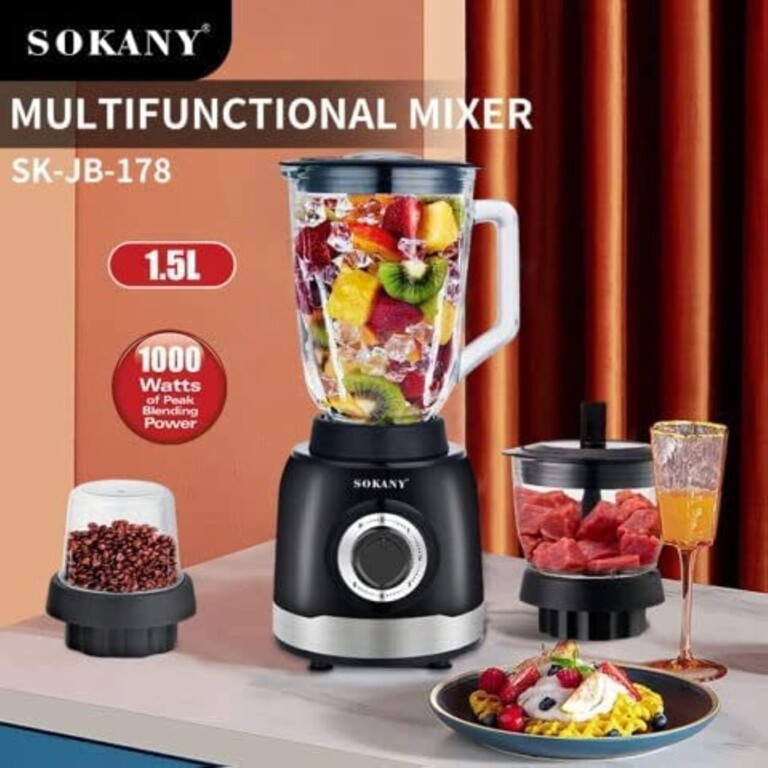 Sokany Blender 2In1 1000W 1.5L, SK-178