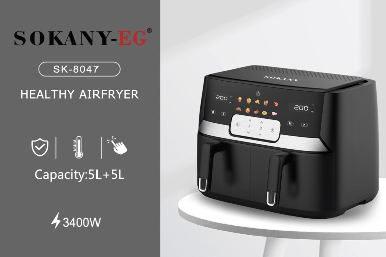 Sokany Double Door Air Fryer 10L 2800W Black, SK-8047