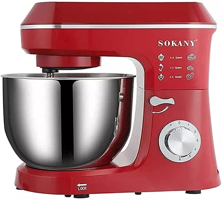 Sokany Stand Mixer 6 Speed Setting 6.2L Capacity 1100W Red, KF-268