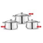 Zahran Stainless Steel Classic Stewpot Set with Glass Lid ,Classic-GL-S18,22,26