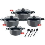 Tefal Cook Natural Cooking Set with Glass Lid, Stewpots 18,20,26,30 + Free Kitchen Tools ,4300007348