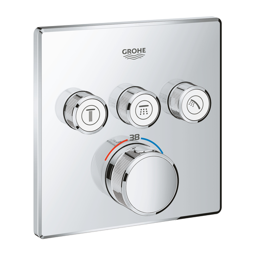 Grohe Grohtherm Smartcontrol Concealed Mixer Square 3 Valves Chrome