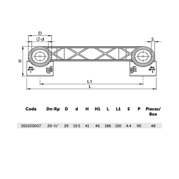 بي ار كوع مزدوج، 20 مم - ( ½ ) X ( ½ )، PP-R، أخضر