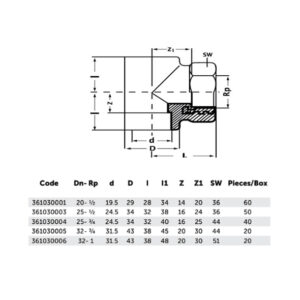 BR Tee 90° Female Thread, PP-R, Green