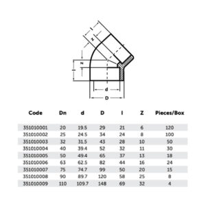 كوع اللحام BR 45°، PP-R، أخضر 