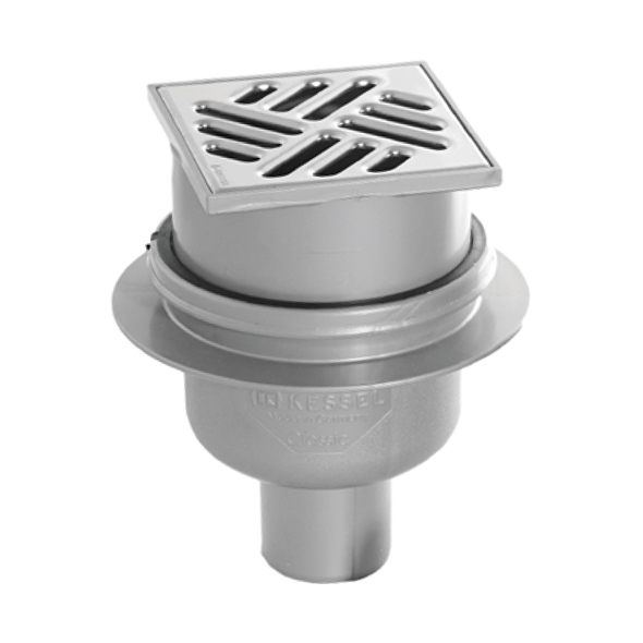 Kessel Drain With Vertical Outlet, PP, Grey