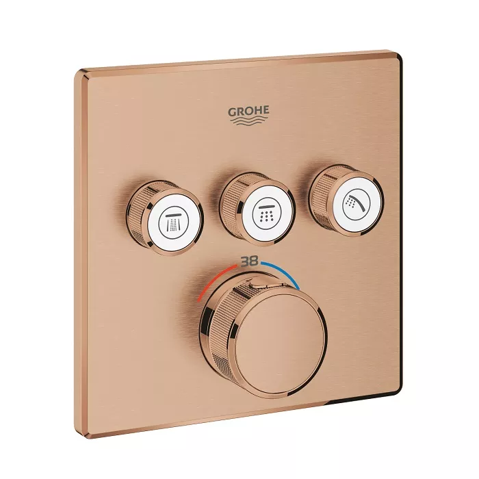 Grohe Grohtherm Smartcontrol Concealed Mixer Square 3 Valves Rose Gold Matt