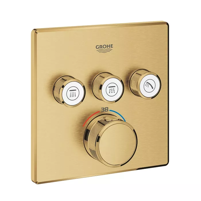 Grohe Grohtherm Smartcontrol Concealed Mixer Square 3 Valves Gold Matt ,29126GN0