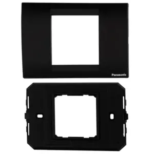 Panasonic 2M plate with mounting frame Black Roma