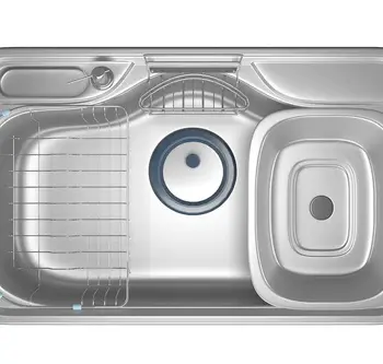 Hans Kitchen Sink 85 Cm With Wire Basket And Soap Dispenser ,DJIS850P Premium