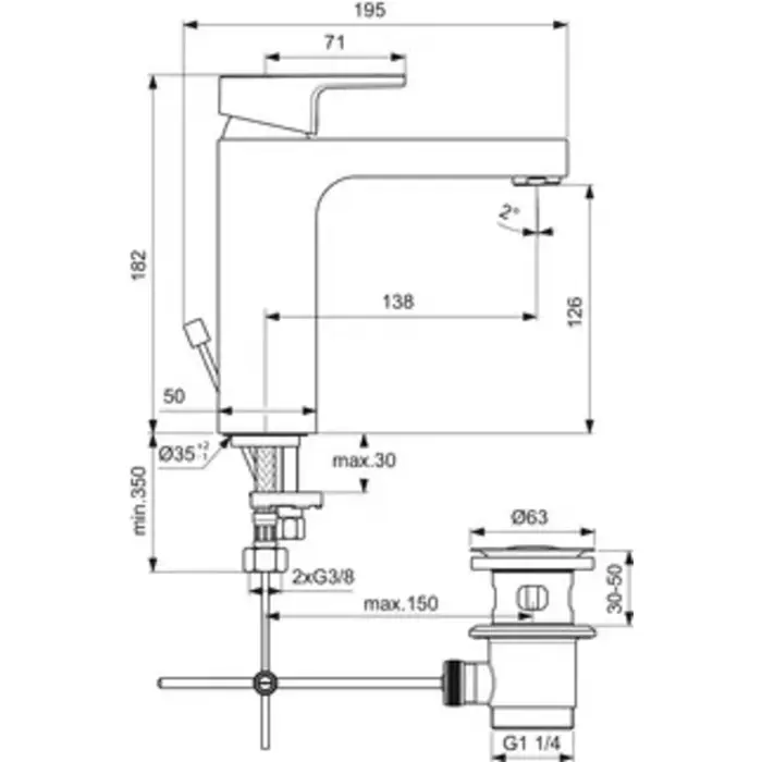 Ideal Standard Edge Basin Mixer ,A7109AA