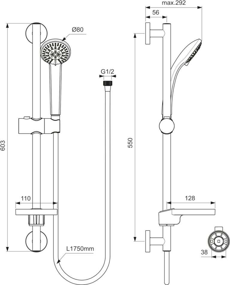 Ideal Standard Idealrain S3 Shower Head 3 Function Chrome 60 cm ,B9503AA