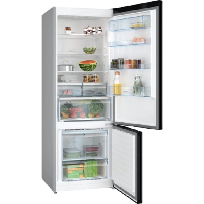 Bosch Series 4 free standing fridge with freezer at bottom Black stainless steel ,KGN56CX30U