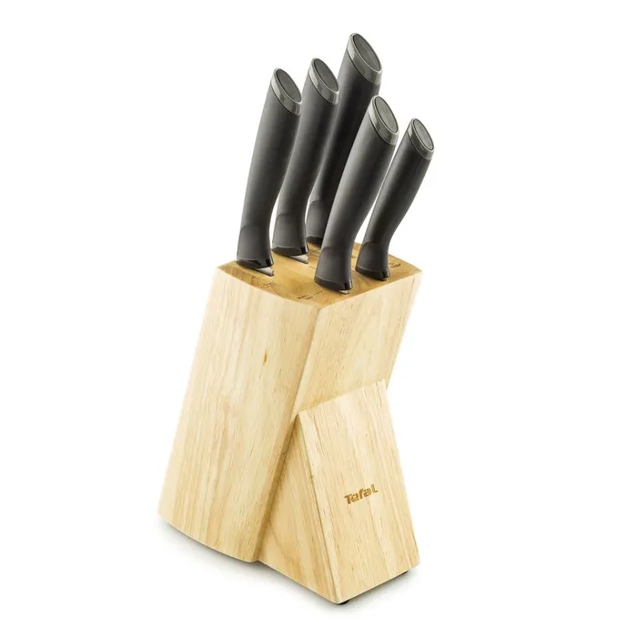Tefal Comfort Knife Set, Paring 9 cm + Utility 12 cm + Chef 20 cm + Slicing 20 cm, Bread 20 cm - K221S644