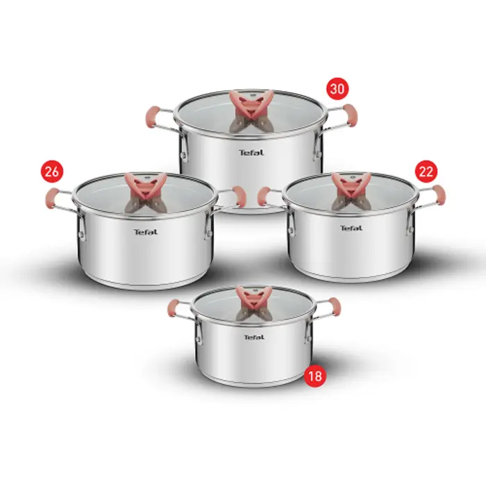 Tefal Optispace Stainless Steel Stewpot Set 18,22,26,30 ,4300008683